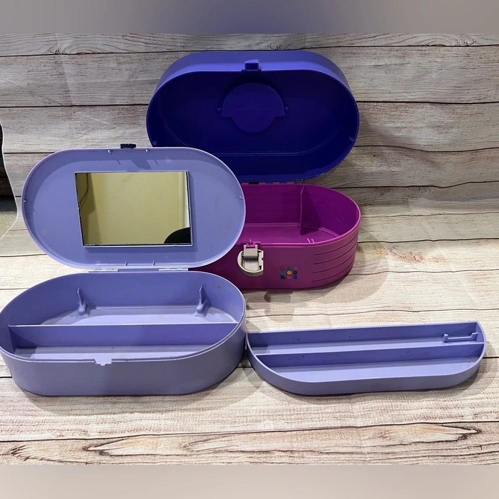 Caboodles Cosmetic Makeup Case 2642 Purple 80s Vintage w/ Mirror